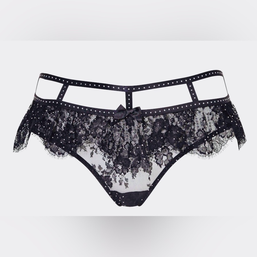 Agent Provocateur Black Swarovski Crystal Lace Bra & SZ-3 Panty, LIMITED EDITION - Picture 2 of 11